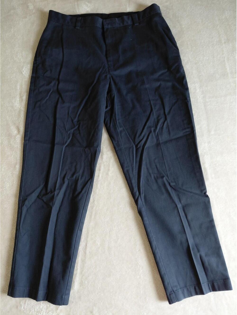 LL Bean Classic Fit Pants 35x29 Navy Blue Mens Chino Flat Front